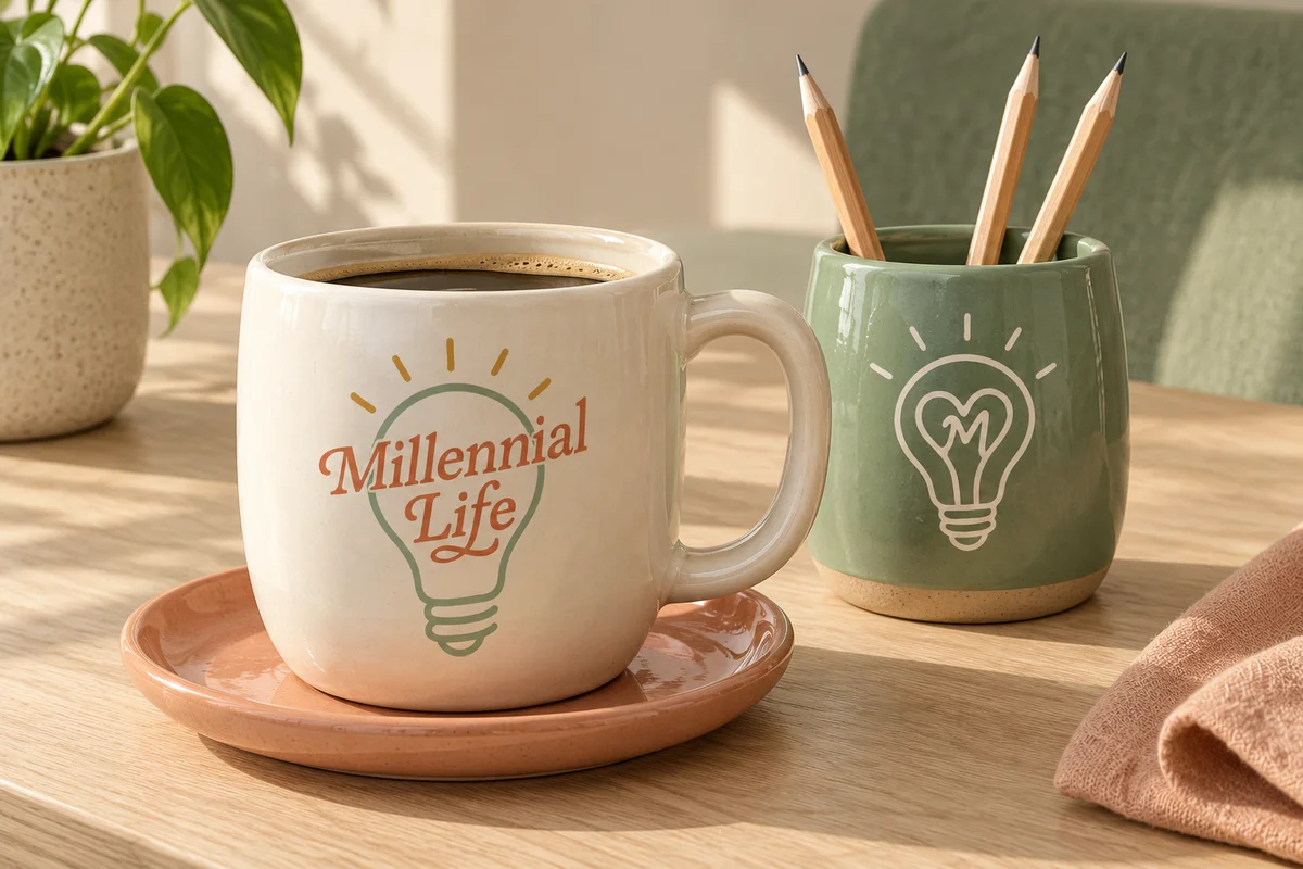 A daily pause / ceramic desk pair for Millennial Life.