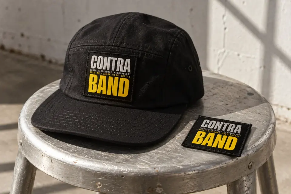 Woven identity cap for Contraband.