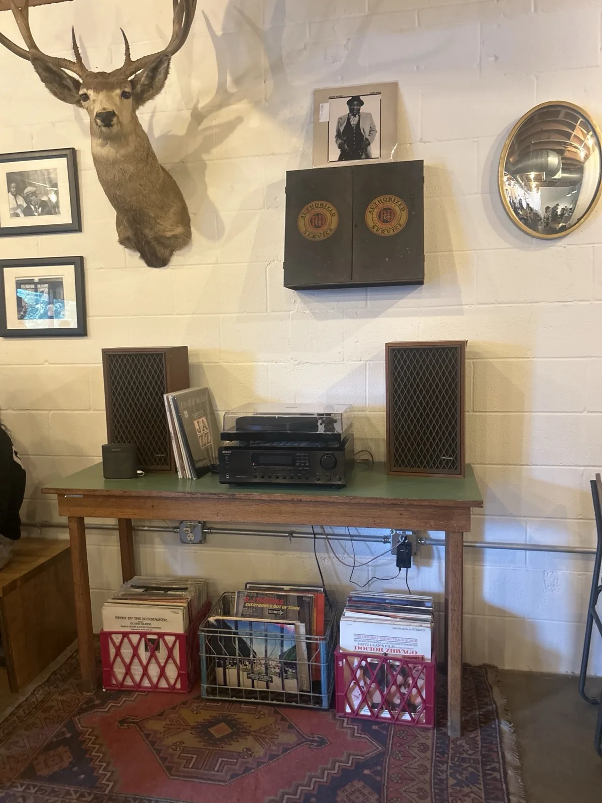 Moon Wolf record player and vinyl lounge photographed by Rebecca McLain.