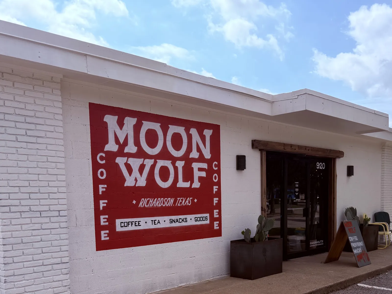 Moon Wolf storefront and hand-painted mural documented during an operator field visit.